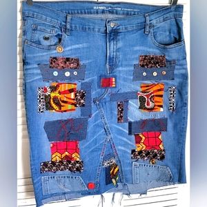 Handmade patchwork skirt denim size 18,length 24